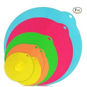 7 Pcs Silicone Lids for Bowls and Food Covers in 5 sizes, Microwave Food Cover